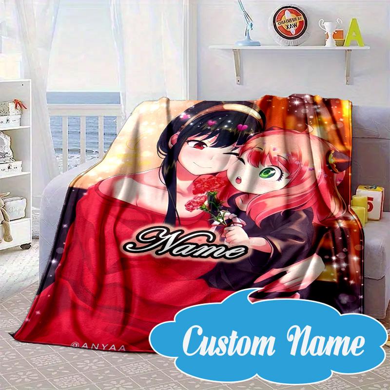 Custom Name Anya Sweet Fan Family Blanket Bed Sofa Blanket Flannel Blanket for Camping, Hiking, Picnic Essentials,gift for Fan Family