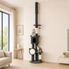 Cat Tree Ceiling-High 225–255 Cm Height-Adjustable Cat Tree with 5 Levels Sisal Scratching Posts, Scratching Board Hammock
