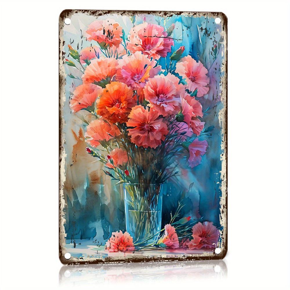 Vintage Metal Tin Sign Easter Bunny with Eggs Wall Decor Home Kitchen 20x30cm