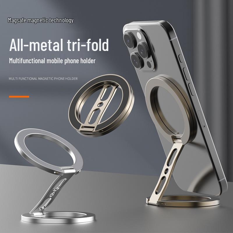 Dual-Sided Magnetic Phone Stand and Car Ring Holder with MagSafe Compatibility