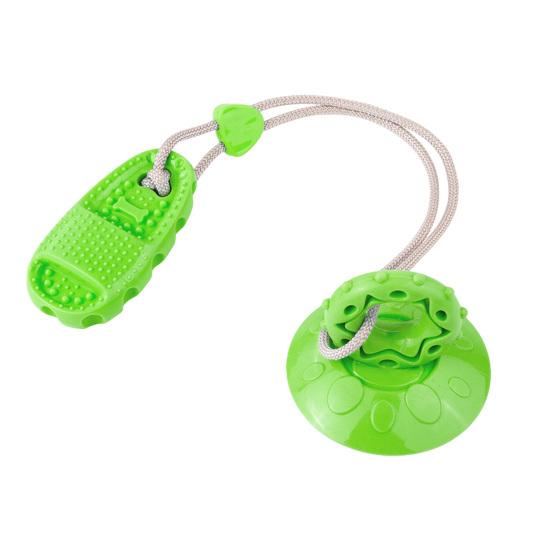 

Dog Suction Cup Teething Toy with Treat Dispenser TPR Chew Ball for Small Medium Dog Promotes Dental Health And Exercise Intelligent зелений