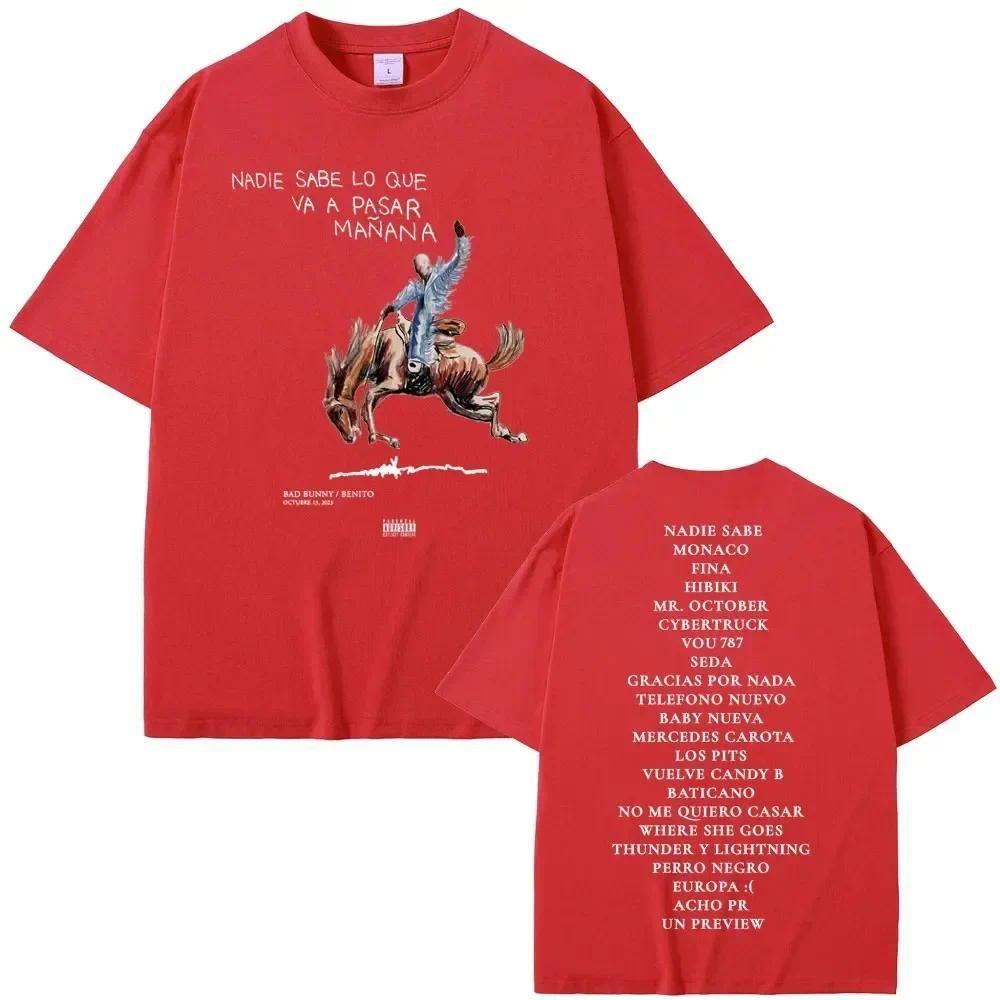 Bad Bunny Nadie Sabe Lo Que Va A Pasar Manana Album Grafiken Grafiken Mode Retro Baumwolle Herren Damen Übergroßes T-Shirt Y2K