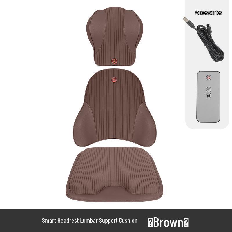 Electric Massage Lumbar Support Pillow - Memory Foam Car Seat Cushion with Remote Control.
