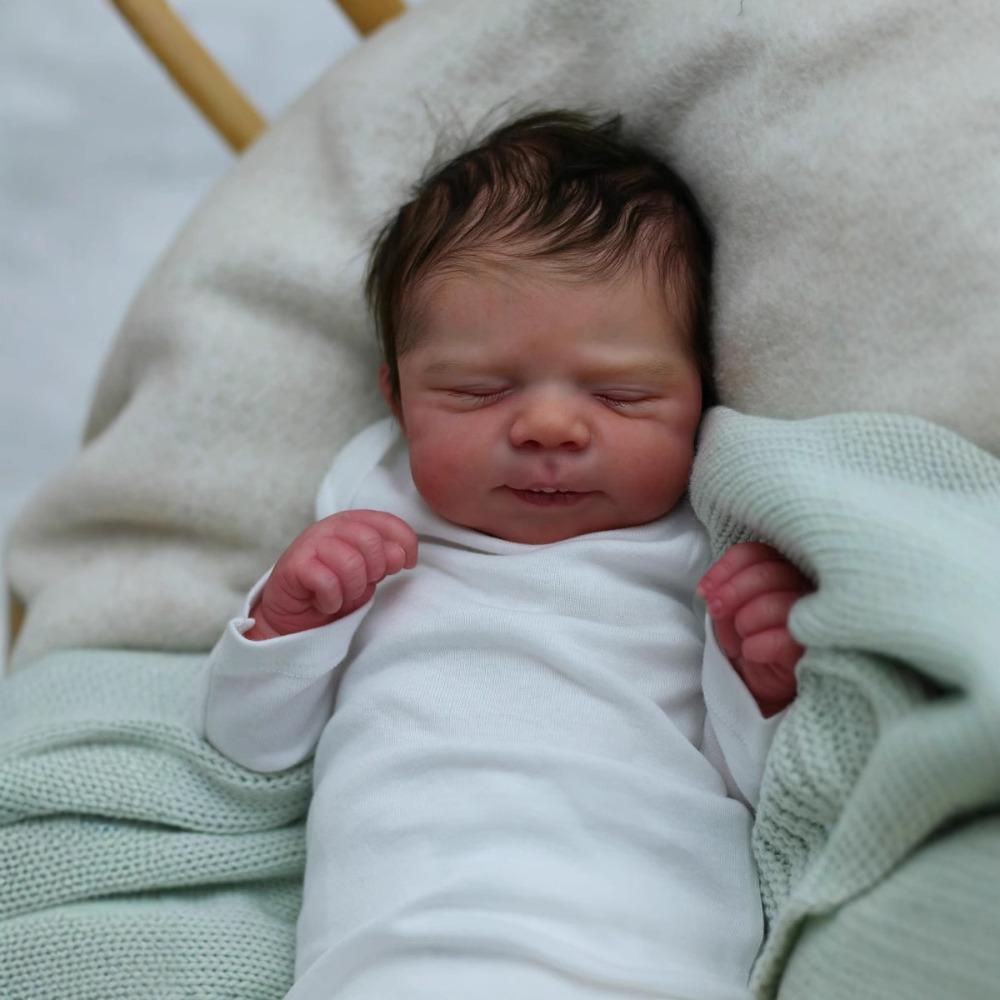19 Inch Lifelike Rebirth Baby Dolls Pascale Soft Touch Cotton Body Newborn Babies Doll Cute Sleeping Simulation Doll Children Accompanying Growth Toys