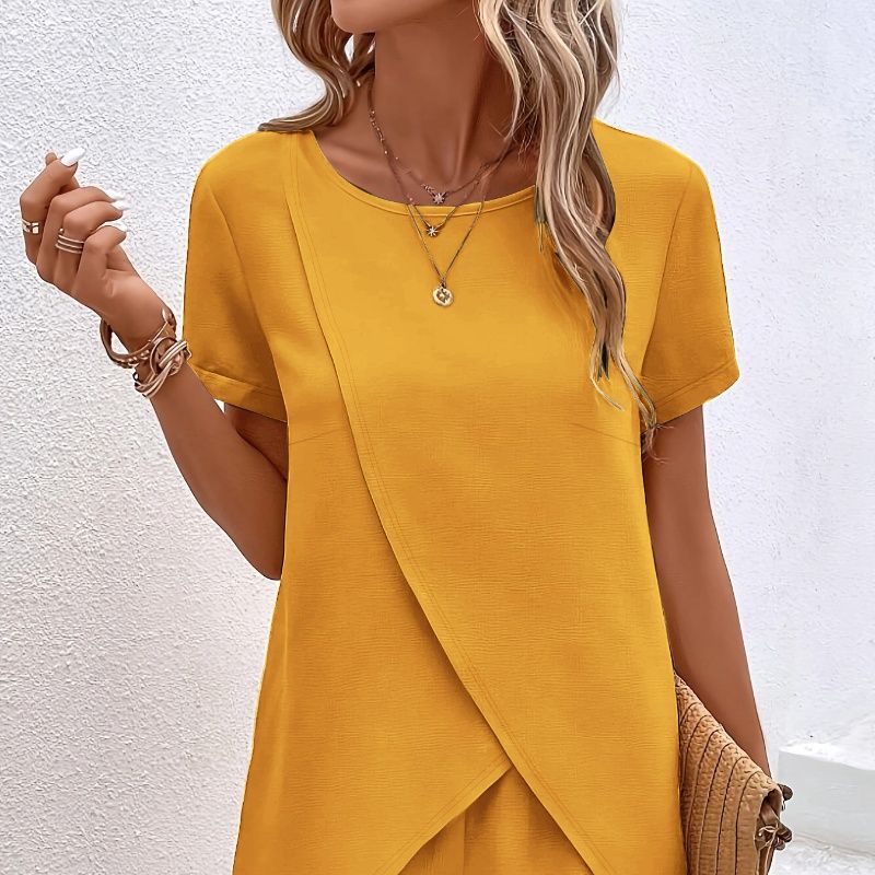 Short Sleeve Suit Pants2025 Summer European and American Women Clothes Western Style Age Reduction Solid Short Sleeve Set