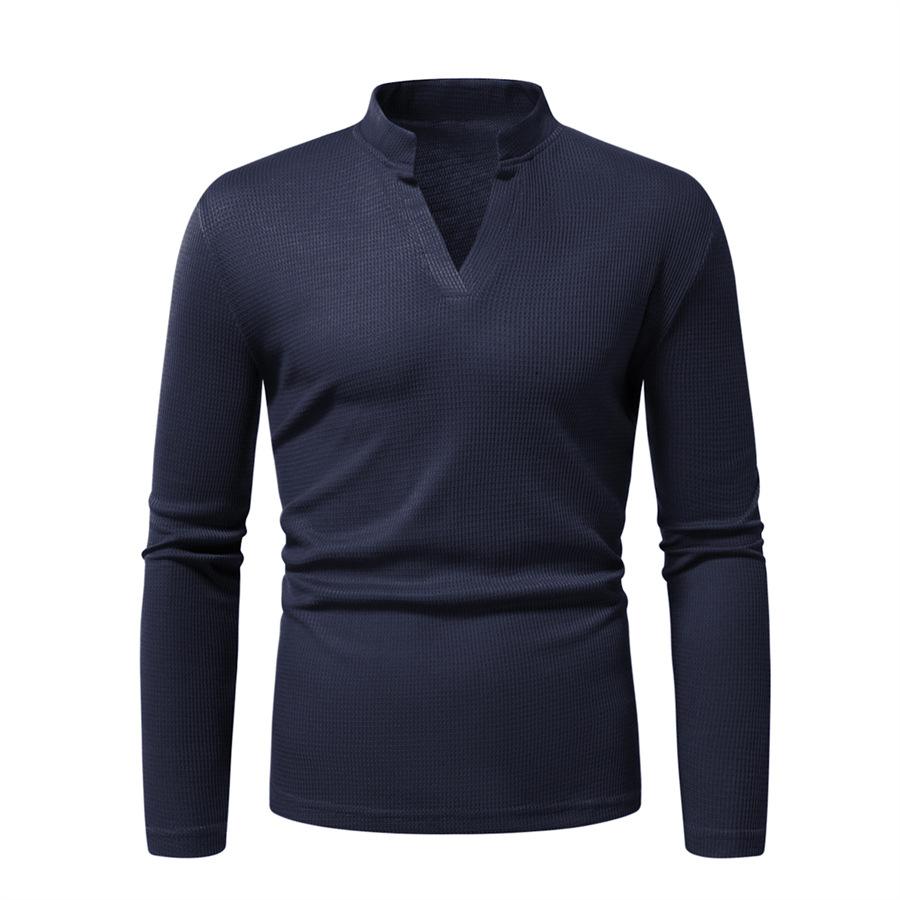 

Autumn and Winter Men s Long-sleeved T-shirt V-neck Thin Men s Bottoming Shirt 2XL темно-сірий