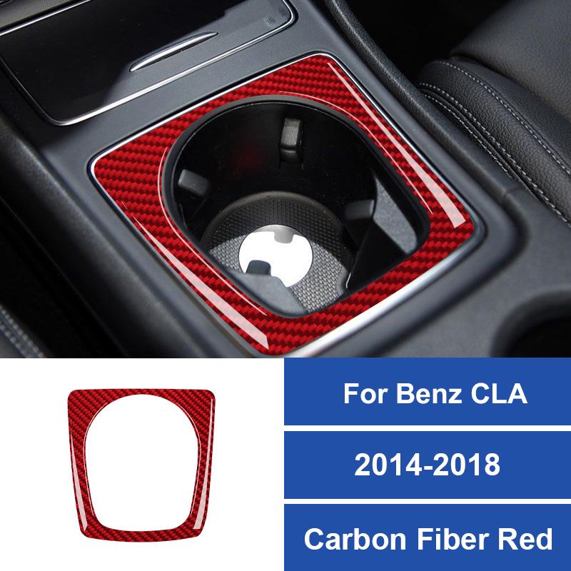 Real Carbon Fiber For Mercedes-Benz CLA 2014-2018 Car Central Control Water Cup Holder Panel Frame Sticker Car Accessories