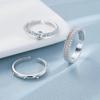 3pc Korea Fashion Mixed Minimalist Ring Set Geometric Round Metal  Open Rings Zircon For Women