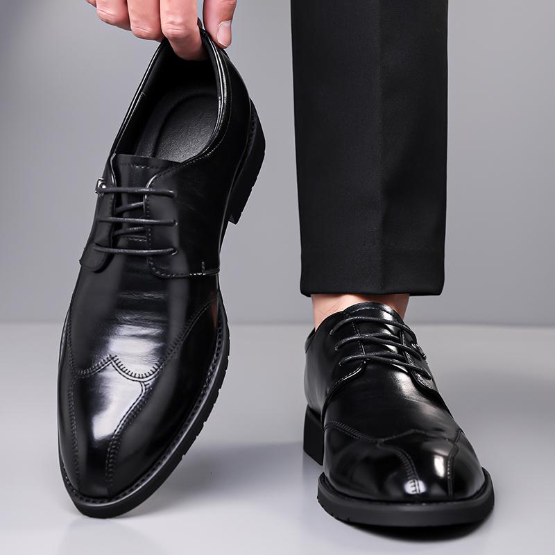 Fashion Business Formal Leather Shoes for Office Work Comfortable Dress Shoes for Men Men's Classic Oxford Shoes Slip-On Lace-Up Flats