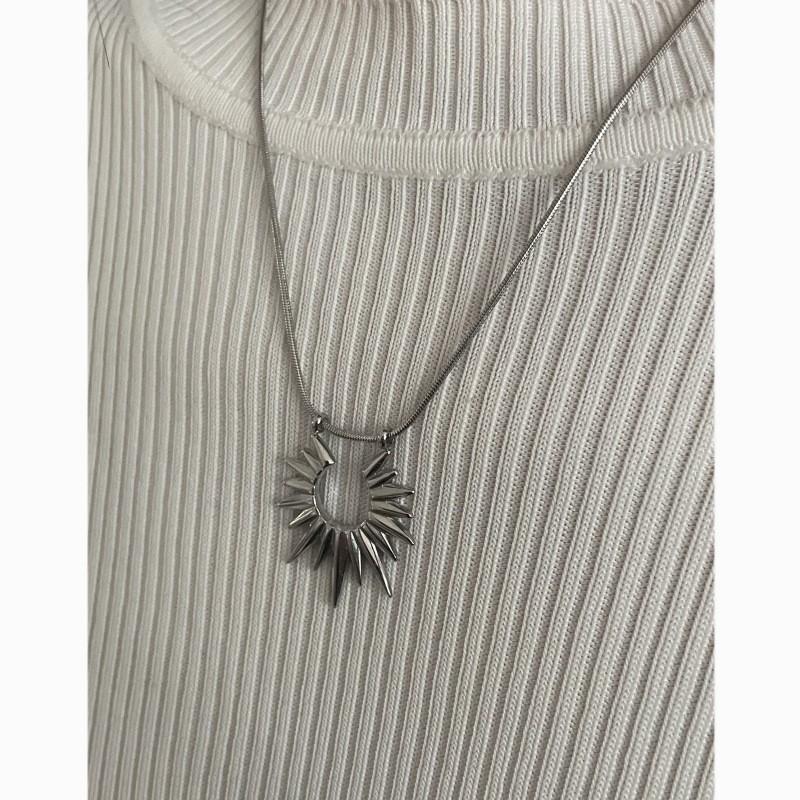 Geometric Snake Chain Necklace With Titanium Pendant For Men Women