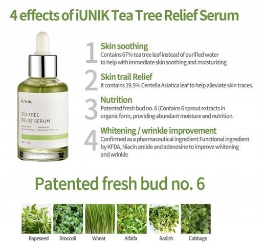 IUNIK Tea Tree Relief Serum 50ml - Soothing and Regenerating Face Serum