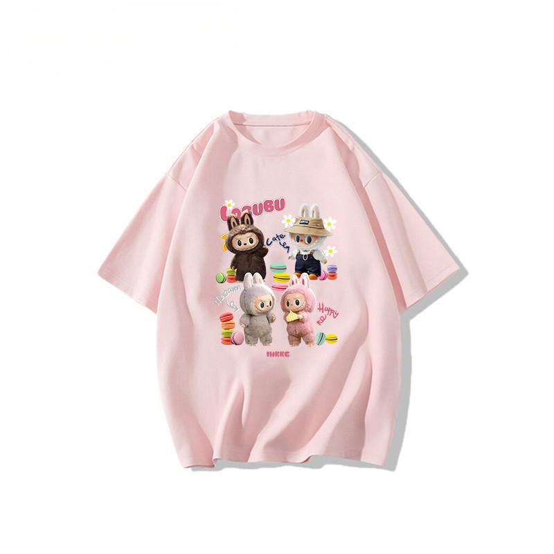 Summer New Labubu Printed Short-sleeved T-shirt Lazy All-match Top