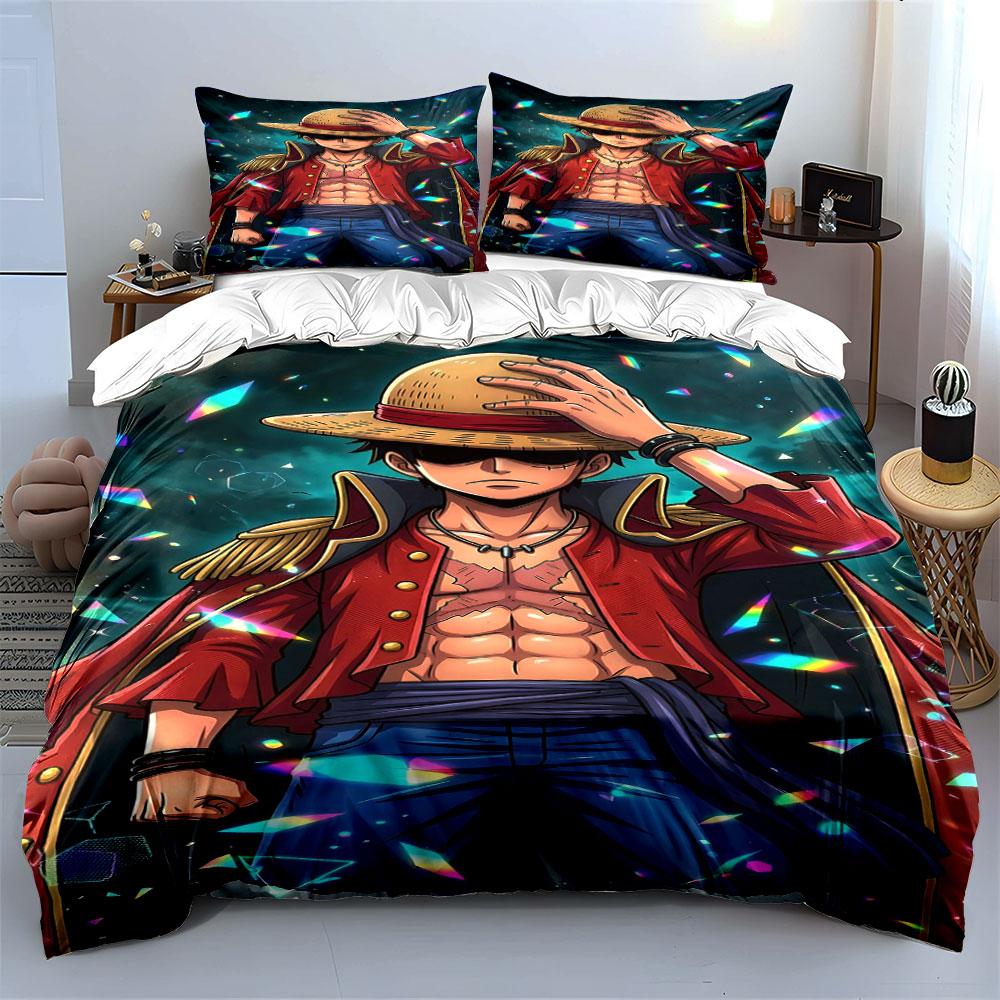 Anime Pirate Character Design Bedding Duvet Cover Set Duvet Cover Pillowcases (1*Duvet Cover 2*Pillowcases, Without Duvet Insert)