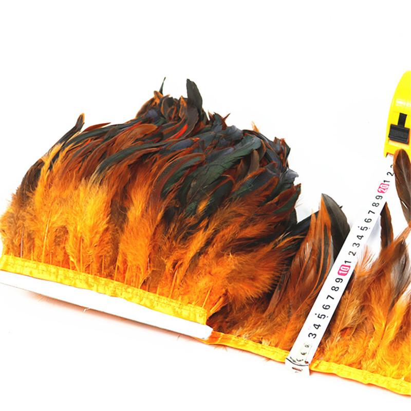 10Meters/Lot White Colored Rooster Feather Trim Ribbon Tape Skirt Fringe Pheasant Feathers For Crafts Diy Jewelry Clothes Plumas