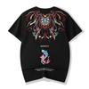 Ins Tide Chinese Style Koi Embroidery Cotton Short-sleeved T-shirt Men's Loose Trend Large Size Men's Tops