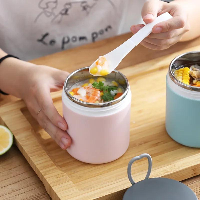 450ml Small Solid Color Microwave Sealed Lunch Box Mini Cooler for Work Soup Cup Portable Breakfast Cups Convenience Tools
