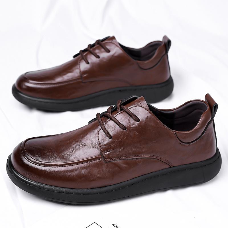 Fashion Big Size Spring New Men's Business Casual Leather Shoes High Quality Soft Soled Shoes for Man Fashion Black Lace Loafers Male