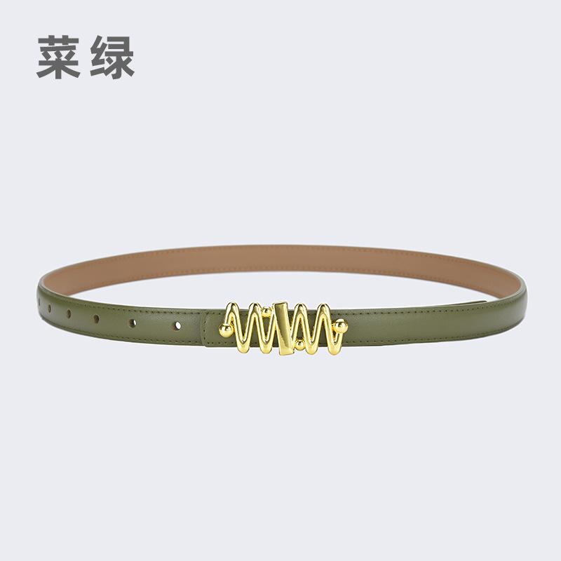 Belt Women'S Jeans Leather Simple Style Decoration Black Casual Thin Belt Tide