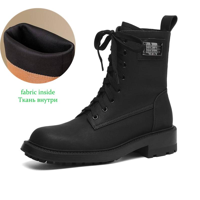 Krazing Pot Genuine Leather Winter Round Toe Western Boots Med Heels Women Cross-tied Lace Up Women Ankle Boots