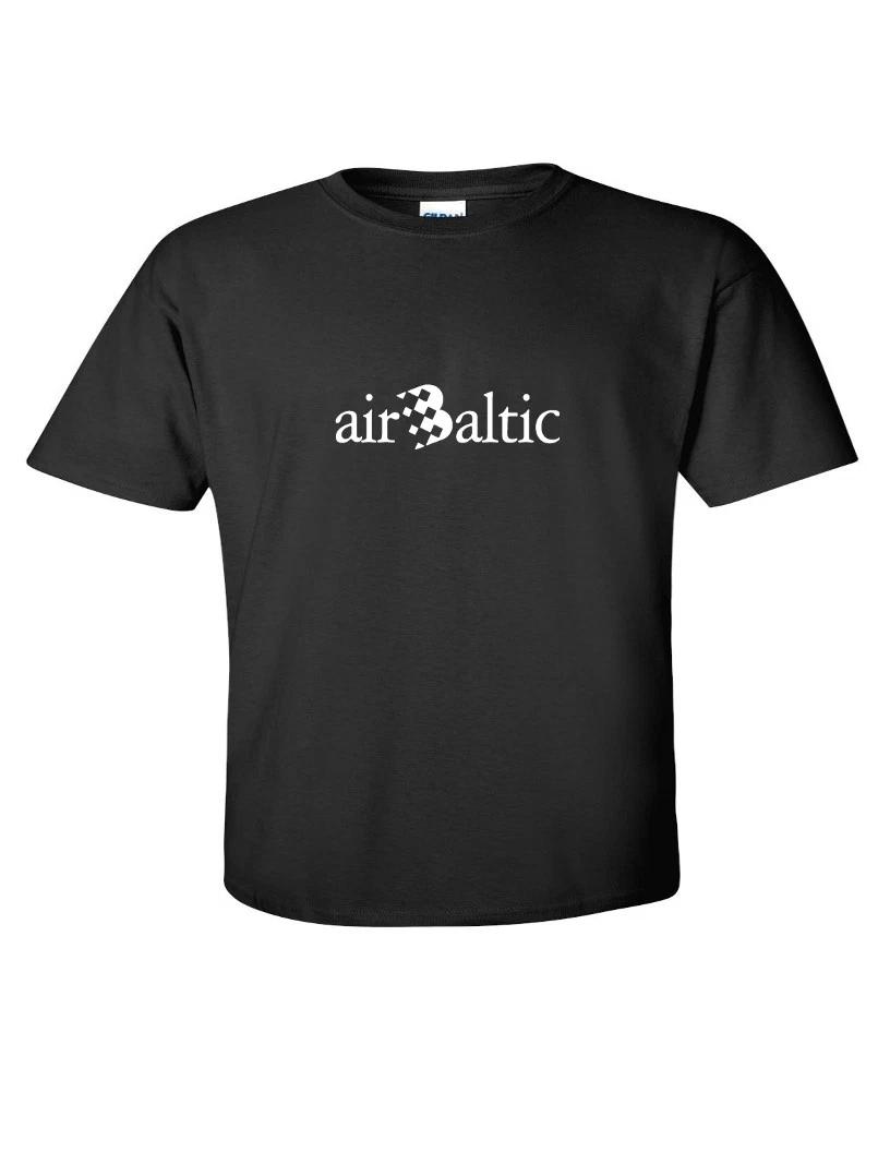 

Air Baltic Vintage White Logo Latvian Airline Black Cotton T-Shirt L