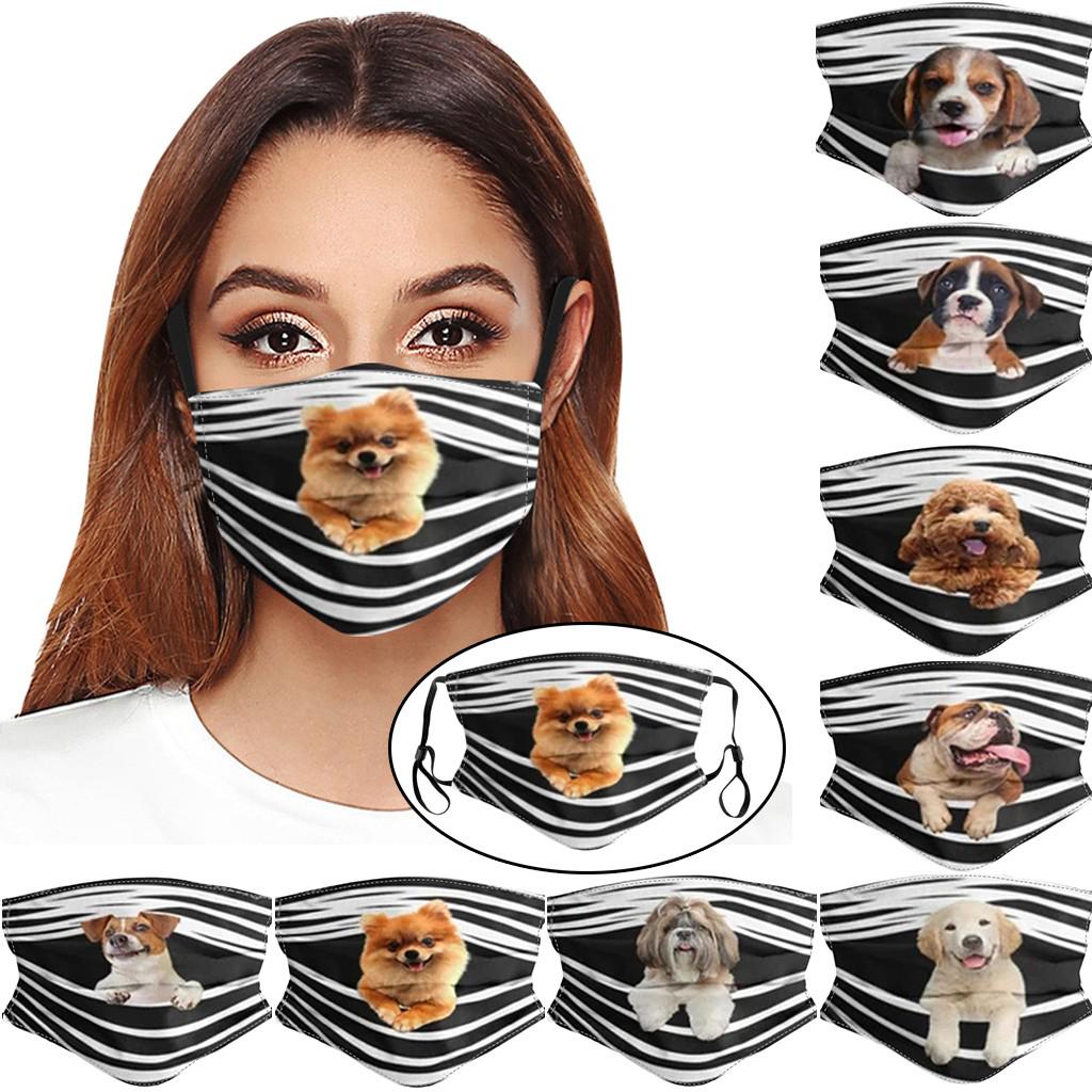 General Dogs Prints Breathable Washable Mask Face Cover Filter Can Be Placed