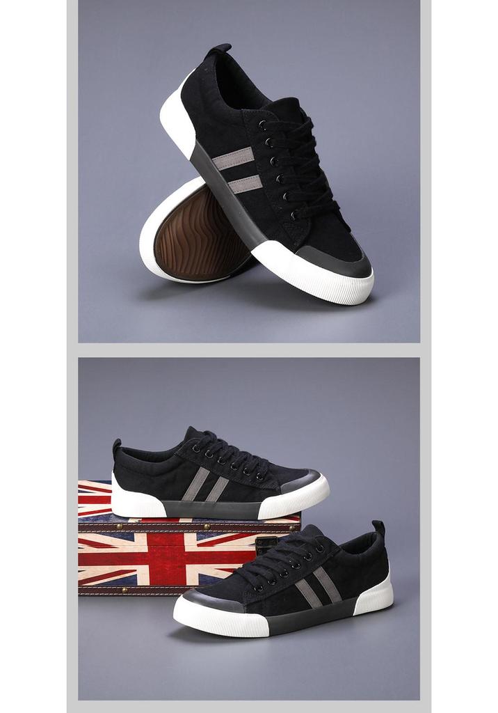 Men's Trendy 2026 Spring Low-Top Breathable Canvas Skate Shoes - Korean Style Casual Flats