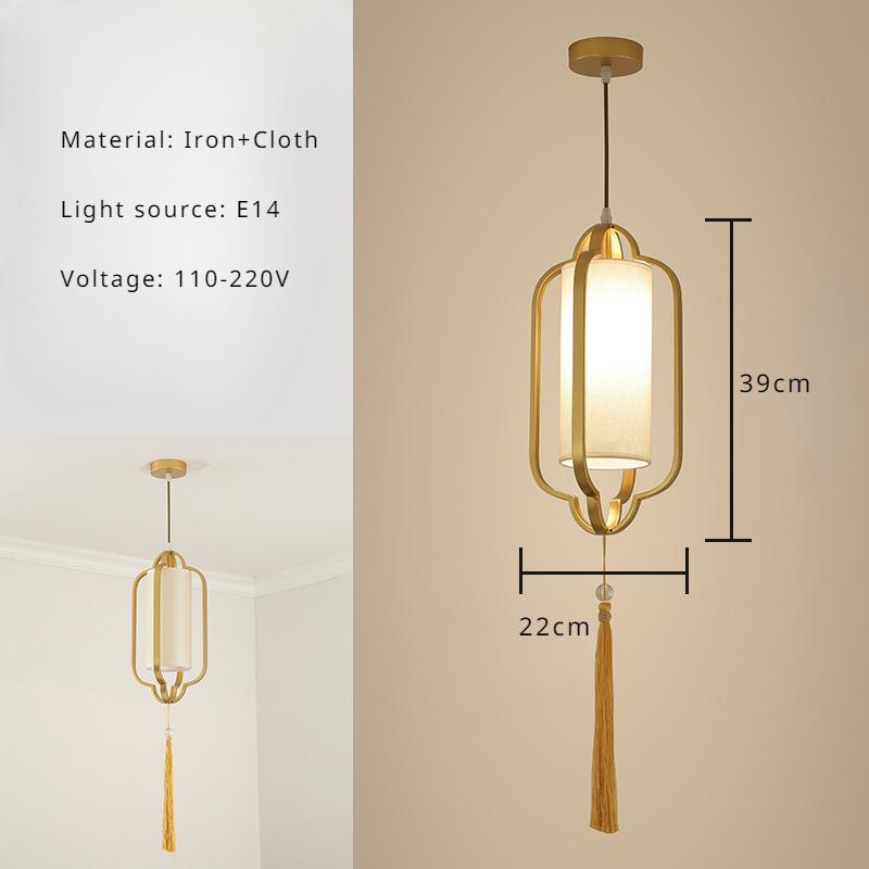 Chinese Lantern Chandelier Iron Fabric Restaurant Pendant Light Nordic Home Decor Bedroom Board Balcony Corridor Bar Led Lights
