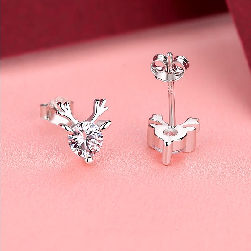 

Трендовые рождественские серьги-рога - Милые серьги-пусеты в виде оленьих голов для женщин Purple Diamond Studs [without back]