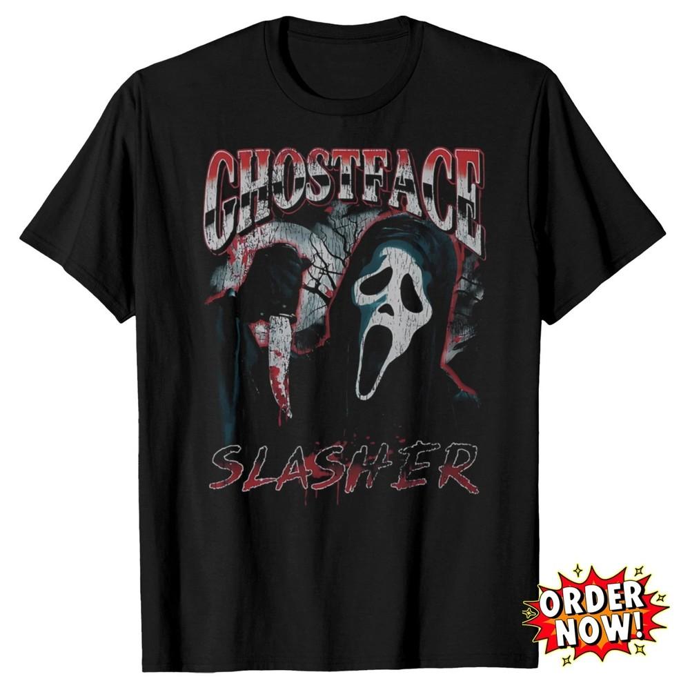 Slasher Mask Spooky Horror Graphic T-Shirt Black Fan Tee TRENDING Unisex T-Shirt XXXXL