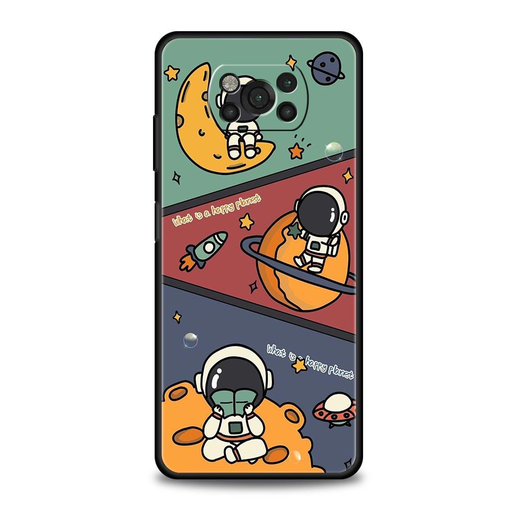 Cartoon Cute Cosmonaut Phone Case for Xiaomi Poco F7 F6 F5 F4 F3 X6 X5 X4 X3 NFC F7 Ultra M4 C51 C55 GT 5G Soft TPU Cover Fundas