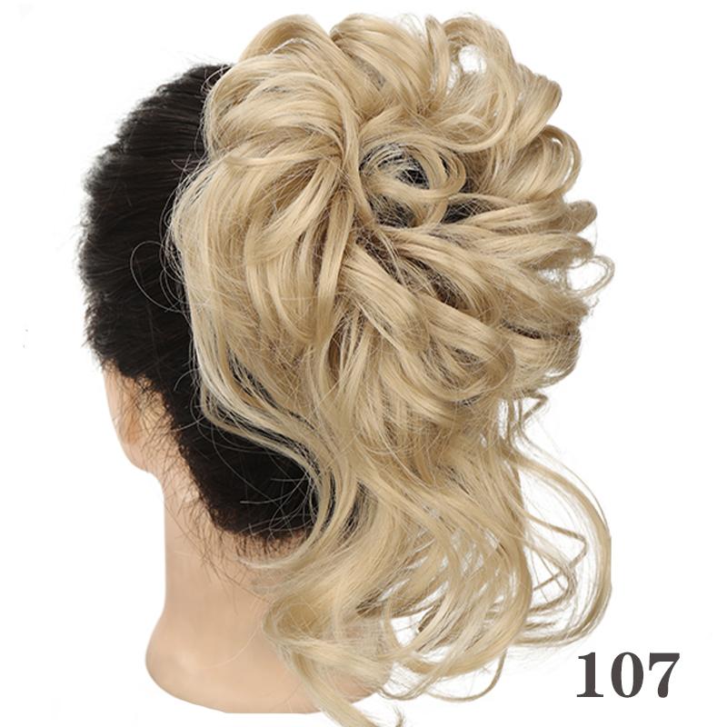Synthetic Hair Chignons Messy Scrunchies Elastic Band Hair Bun Straight Updo Hairpiece Hair Extension for Women