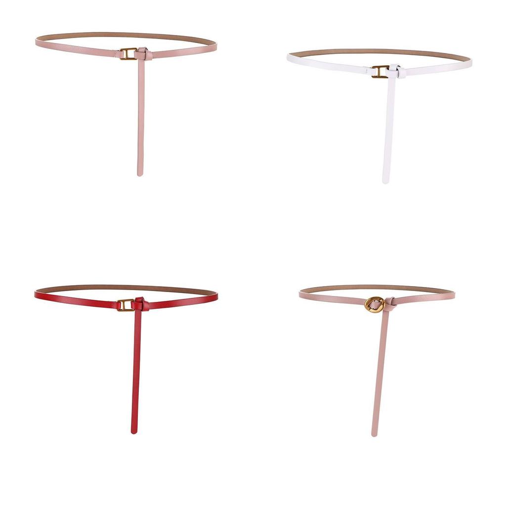 Genuine Leather Womens Slim Belt With Metal Buckle For Office And Casual Wear