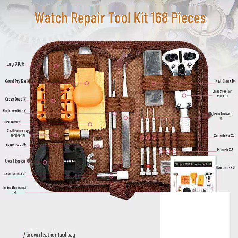 168-Piece Watch Repair Tool Set for Disassembly, Battery Replacement & Band Removal