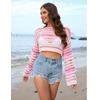 Spring/summer New Women's Cut-out Stripe Stitching Foreign Trade Sexy Bikini Beach Blouse