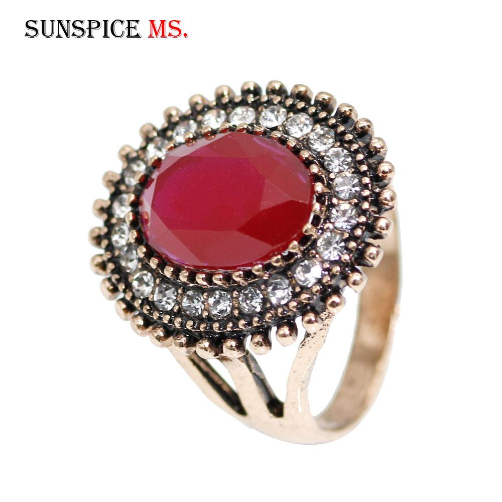 

Вінтажні кільця з кришталем золотого кольору для жінок, наречених, весільні прикраси, ретро-подарунок на вечірку з круглим пальцем червоний
