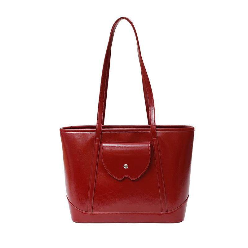 High-capacity feminine tote bag with advanced feel new PU stitching line pattern versatile simplicity single shoulder bag