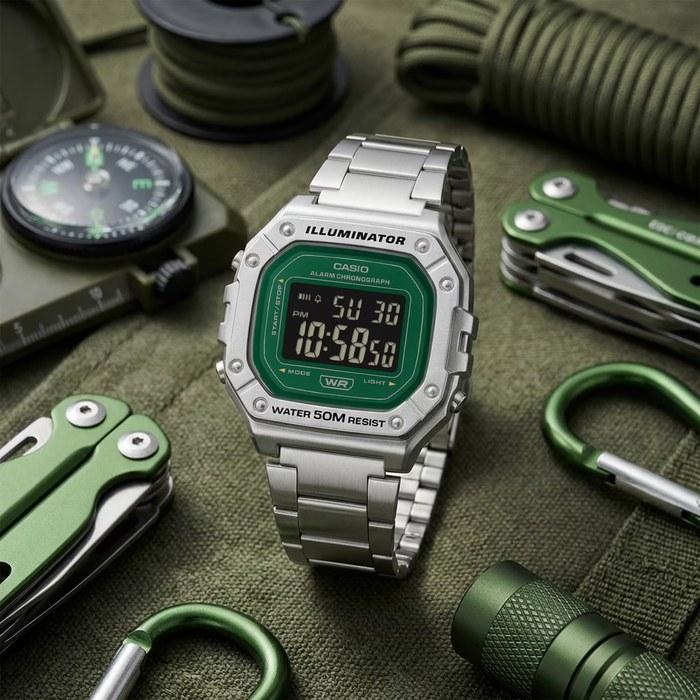 Casio Standard Digital Watch W-218HD-3AV (Silver/Green)