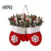 Farmhouse Style Christmas Door Hanger Mitten/Stocking Wreath Decorative Artificial Wreath with Berries Pine Cones Floral Branches Holiday