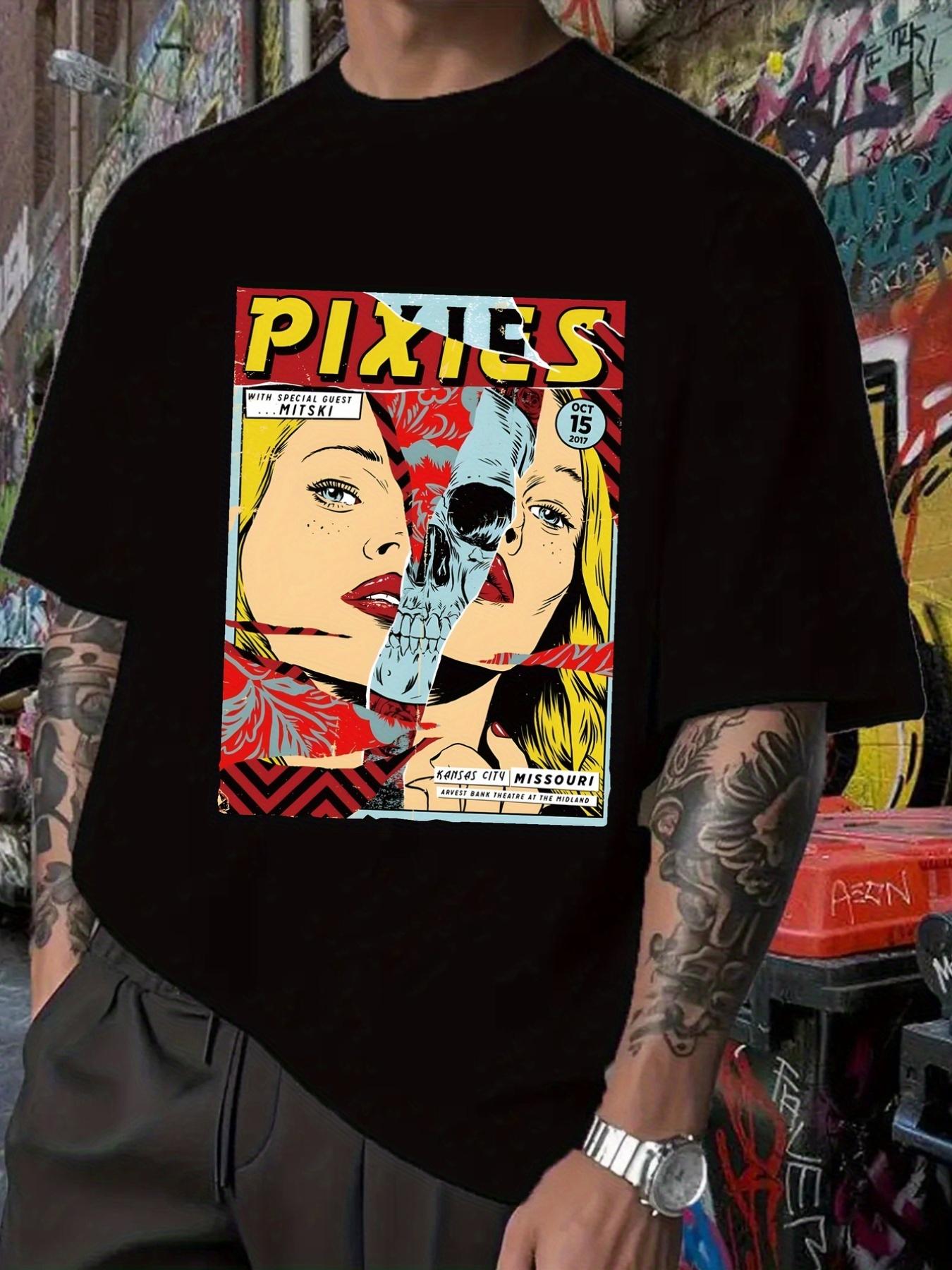 

PIXIES Band Graphic T-shirt - Punk Rock Vintage Magazine design Tee with Red Lips - Black Music Shirt for Concerts S