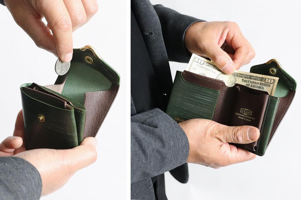 Ikenohata Ginkakuten CRAMP UK Bridle Leather Garcon Slim Wallet for Men and Women (Navy)