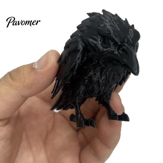 Small Bird Statues for Shelf 3D Printed Crow Ornament, Realistic Gothic Black Raven Unique Holiday Gifts Friends Figurine, Halloween Theme Bookshelf
