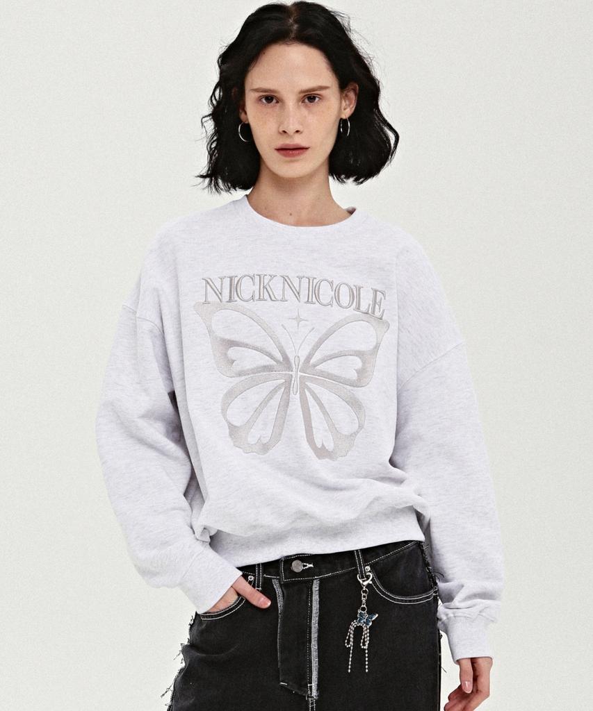 Nigaennikol Nicole Butterfly Quality Sweatshirt_Melange Silver