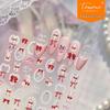 Tomoni Embossed Nail Art: Cute Red Bow & Bunny Stickers for Kids