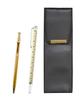 Pen Case with Slide Measuring Stick and Slim 60 Gold Ballpoint Pen Set 2-Pack Eco-Leather (BR-708W-SV60KBP-2)