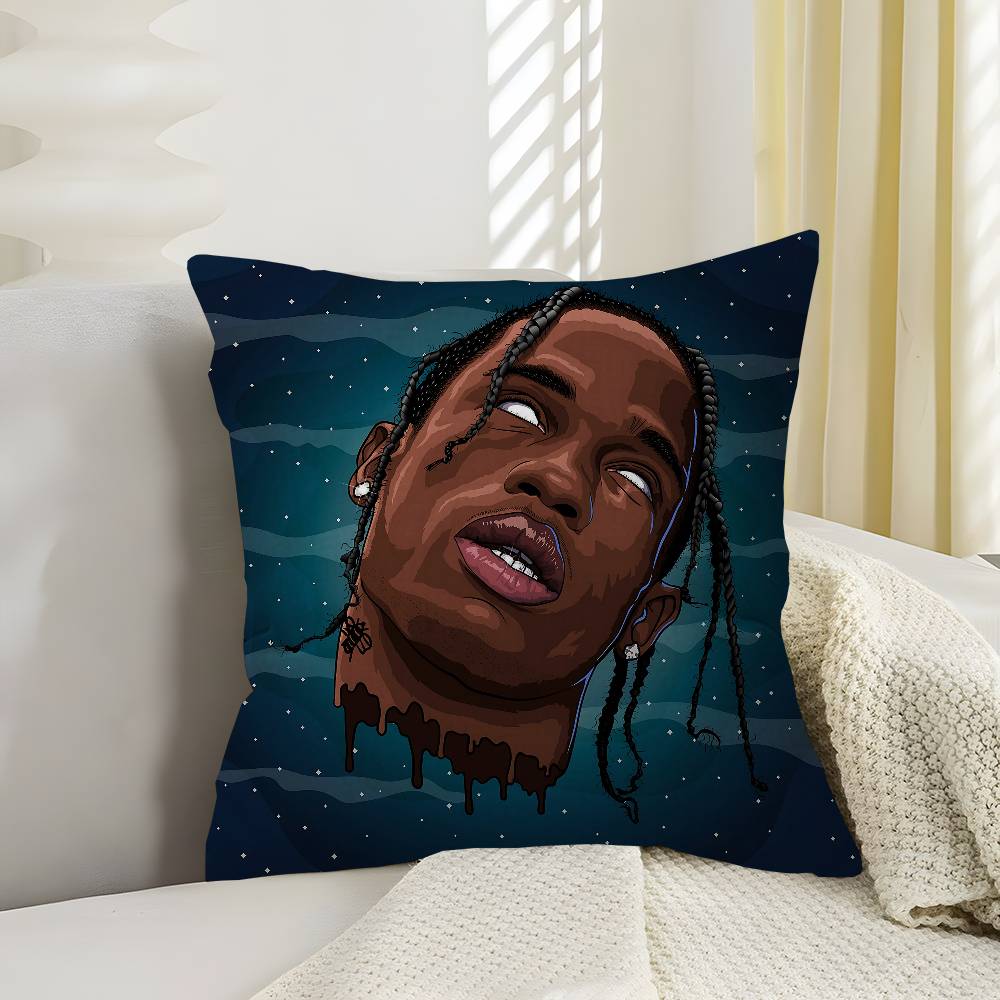 Rapper T-Travis S-Scott Personalized Pillow Cover Kids Bedroom Wild Party Decor Pillowcase Kid Birthday Shower Gift