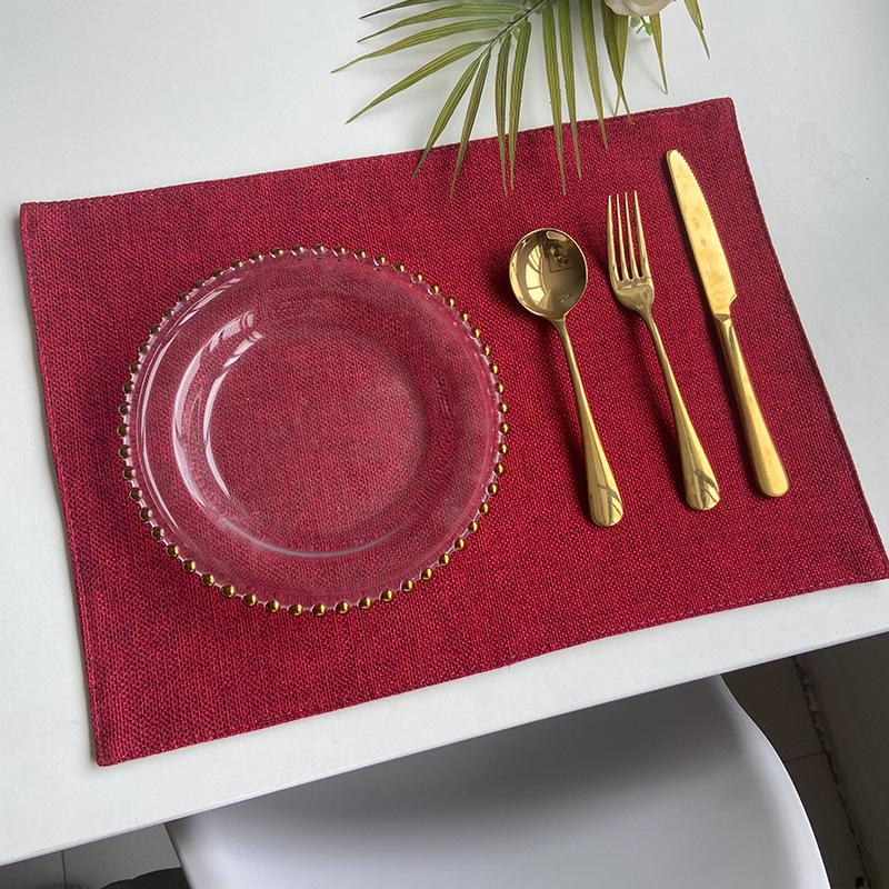 Double-layer Imitation Linen Fabric Placemat, Tableware Mat, Hotel Box Insulation Mat Ins Wind Home Coaster