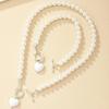 2PCS Immitation Pearl Necklace Bracelet Jewelry Set Elegant Love Pearl Color Pendant Natural Color Beads Collar for Girl Gifts