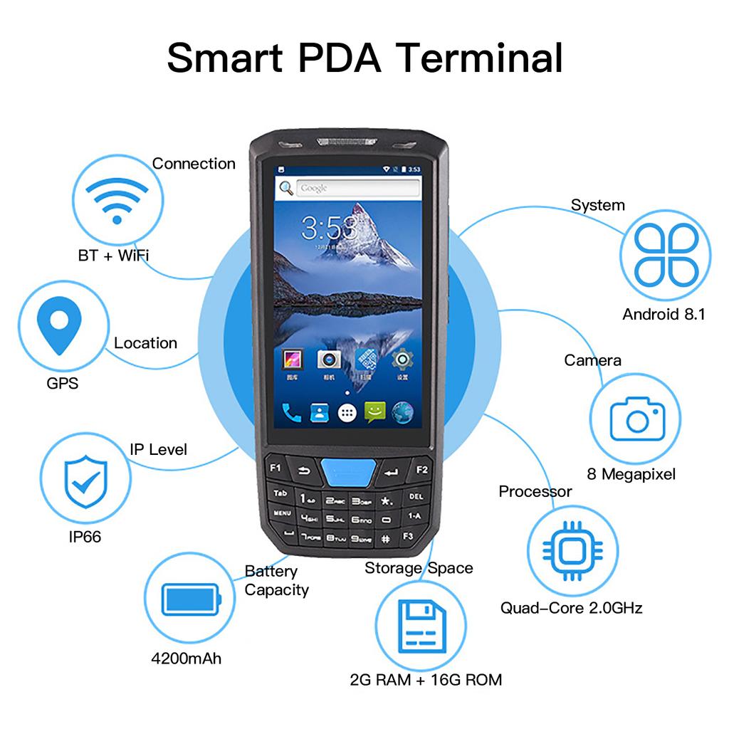 Android 8.1 PDA Handheld POS terminál Honey-Well 1D/2D/QR snímač čárových kódů Data Collector Inventory