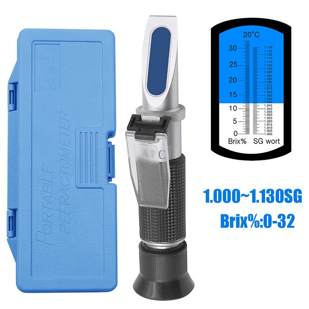 Beer Wort Refractometer 1.000-1.130 ATC Handheld Beer Refractometer 0-32% Brix Sugar Tester Wort Wine Brewing Refracto Meter