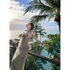 Clavicle One-word Shoulder Super Fairy Mesh Tube Top Dress Slim and Thin Sexy Hot Girl Off-the-shoulder Female Summer Long